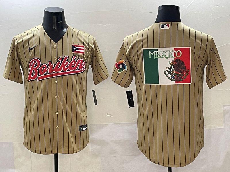 Men Puerto Rico Blank Brown Stripe Joint Name 2025 Nike MLB Jersey style 11->more jerseys->MLB Jersey